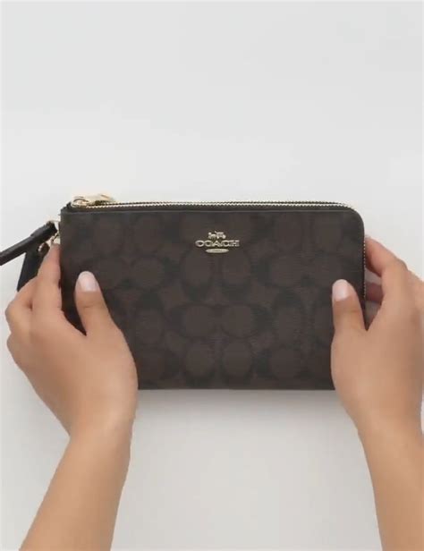 double zip wallet with bow print|NWT Coach Double Zip Wallet With Bow Print CN761 .